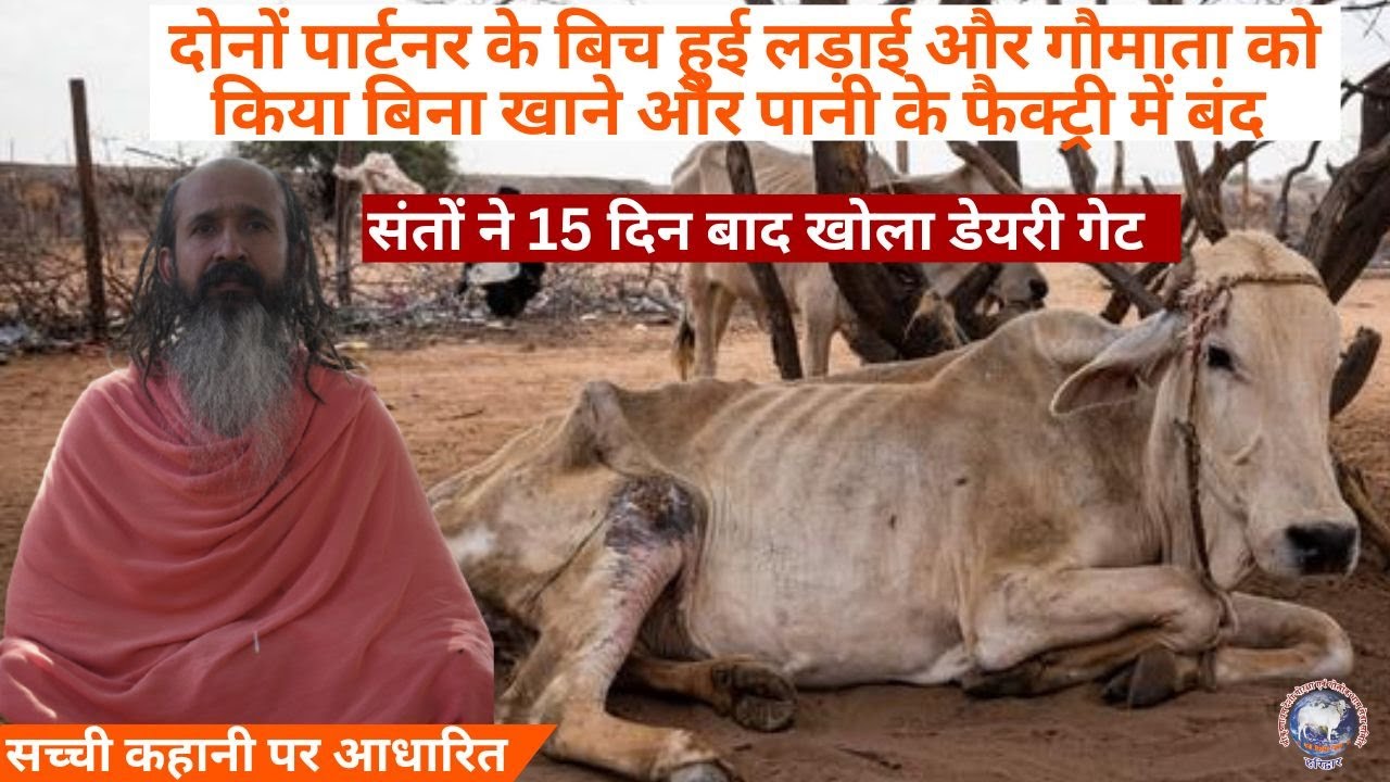 संतों ने 15 दिन बाद खोला गेट जहां डेयरी फार्म मालिकों ने गायों  को बंद कर दिया ||भूखी गाय और बैल