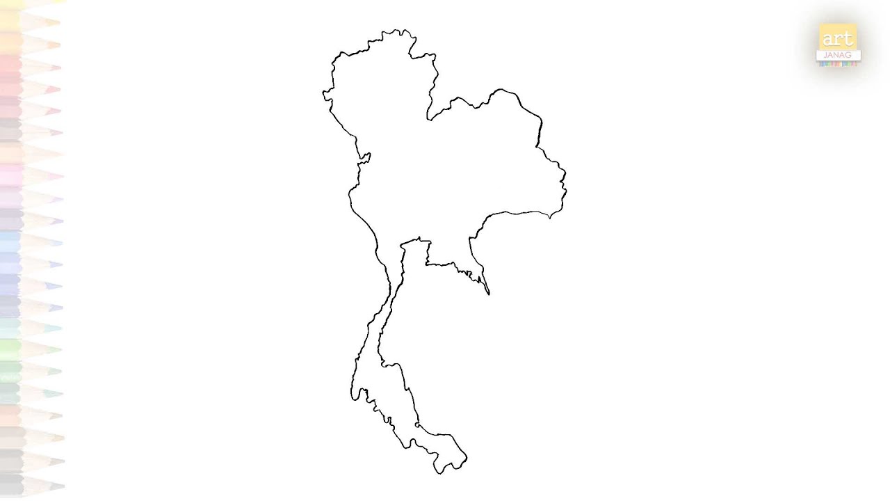 Map of Thailand drawing easy | Map drawing tutorial | How to draw Thailand Map step by step