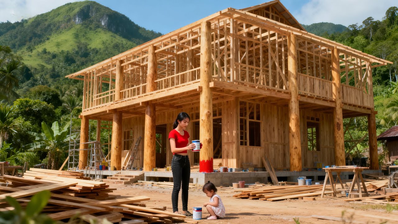 The young woman transformed a barren wasteland into her dream log cabin in just 321 days