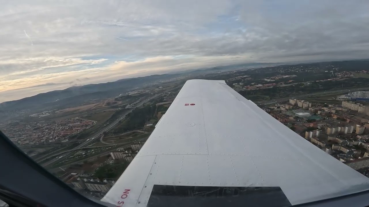 Take off in morning LELL wing view Tecnam