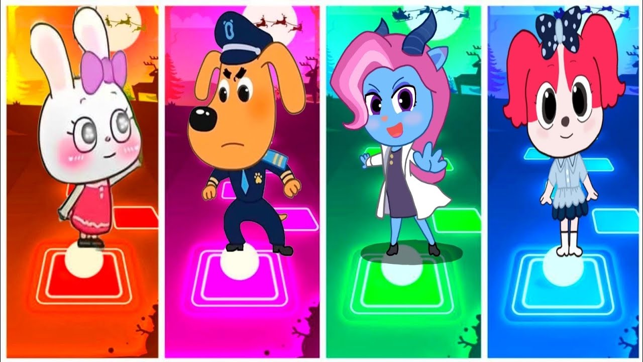 TILES HOP FUN 🎶 LITTLE ROBBIT 🆚️ SHERIFF LABRADOR 🆚️ DR.ANTEL 🆚️ SHERIFF  PAPILLON..WHO IS BEST? 🫶🫶🫶