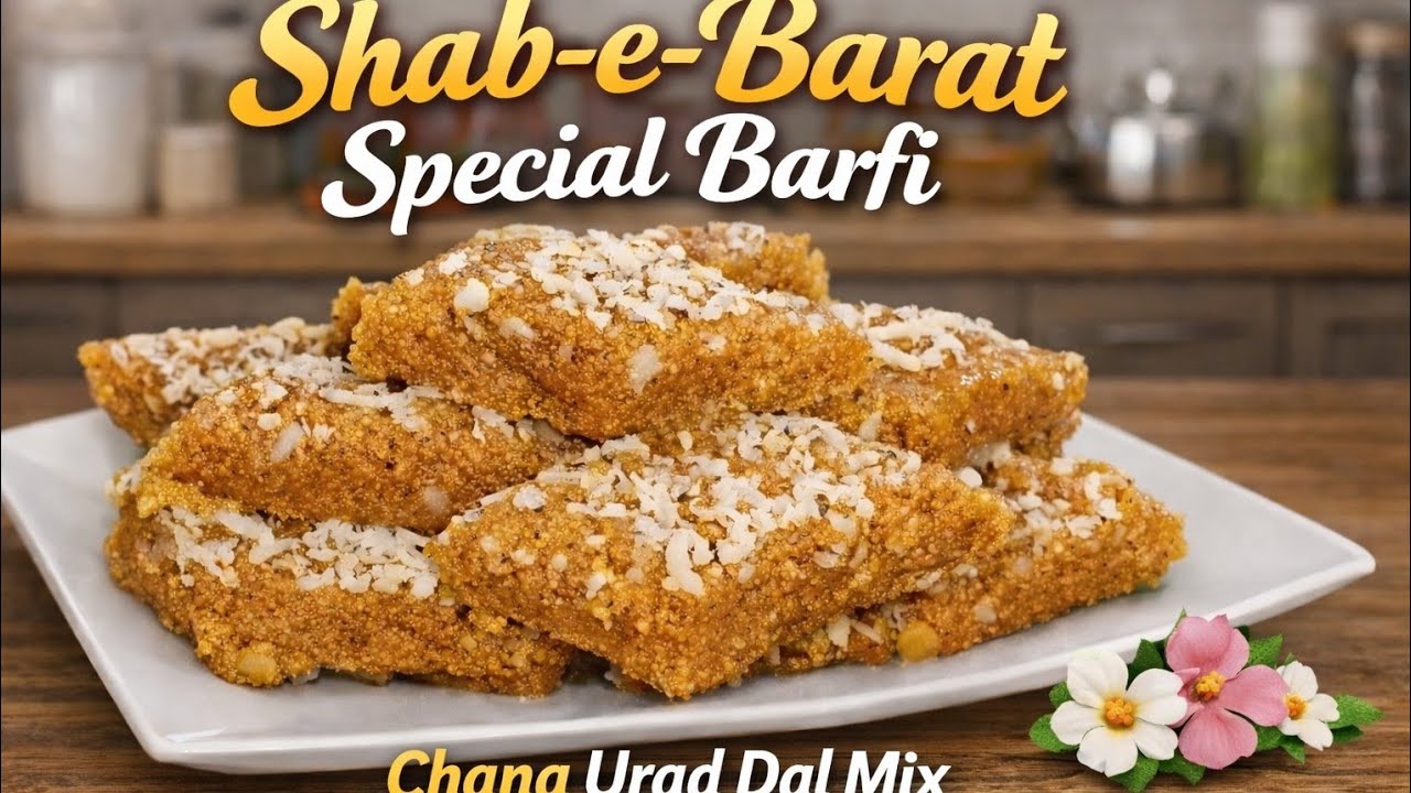 Shab-e-Barat Special Barfi🍬✨ Chana Dal Urad & Dal Mix Barfi Soft & Traditional Sweet Recipe👌 