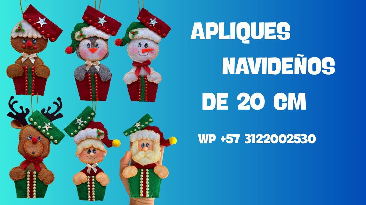 COMO HACER APLIQUES NAVIDEÑOS EN TELA de 20 cm / ARTE PARA SOÑADORES