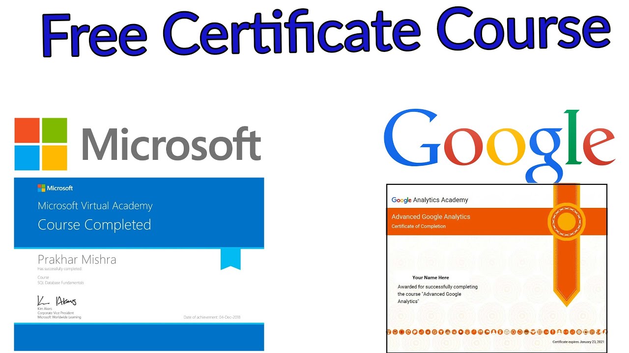 Free certificate courses online | Free Google Certificates | Free Microsoft Certificates |fillerform