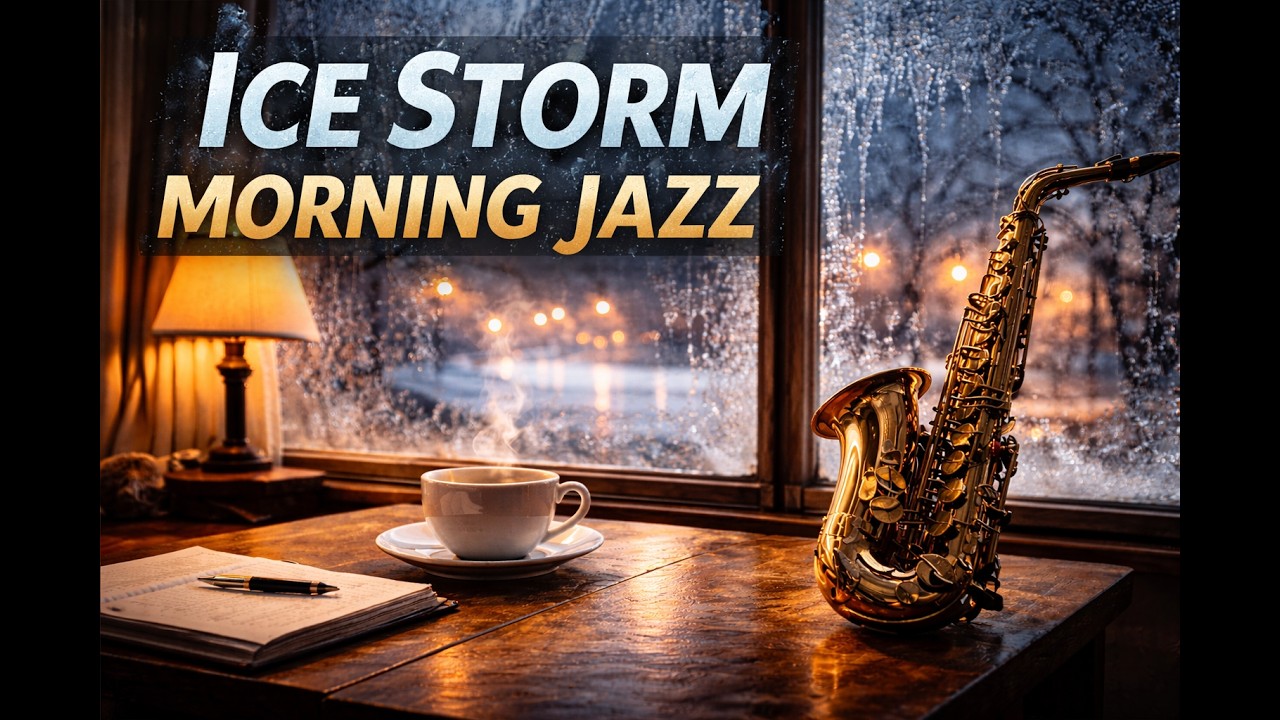 Ice Storm Morning Jazz ☕🎷 Icy Window Sunrise | Midnight Wolf Lounge