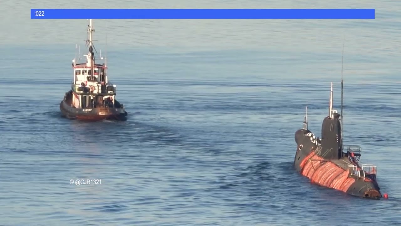 Russian Foxtrot- class (B-39) Being Towed Out - February 6, 2022 - San Diego
