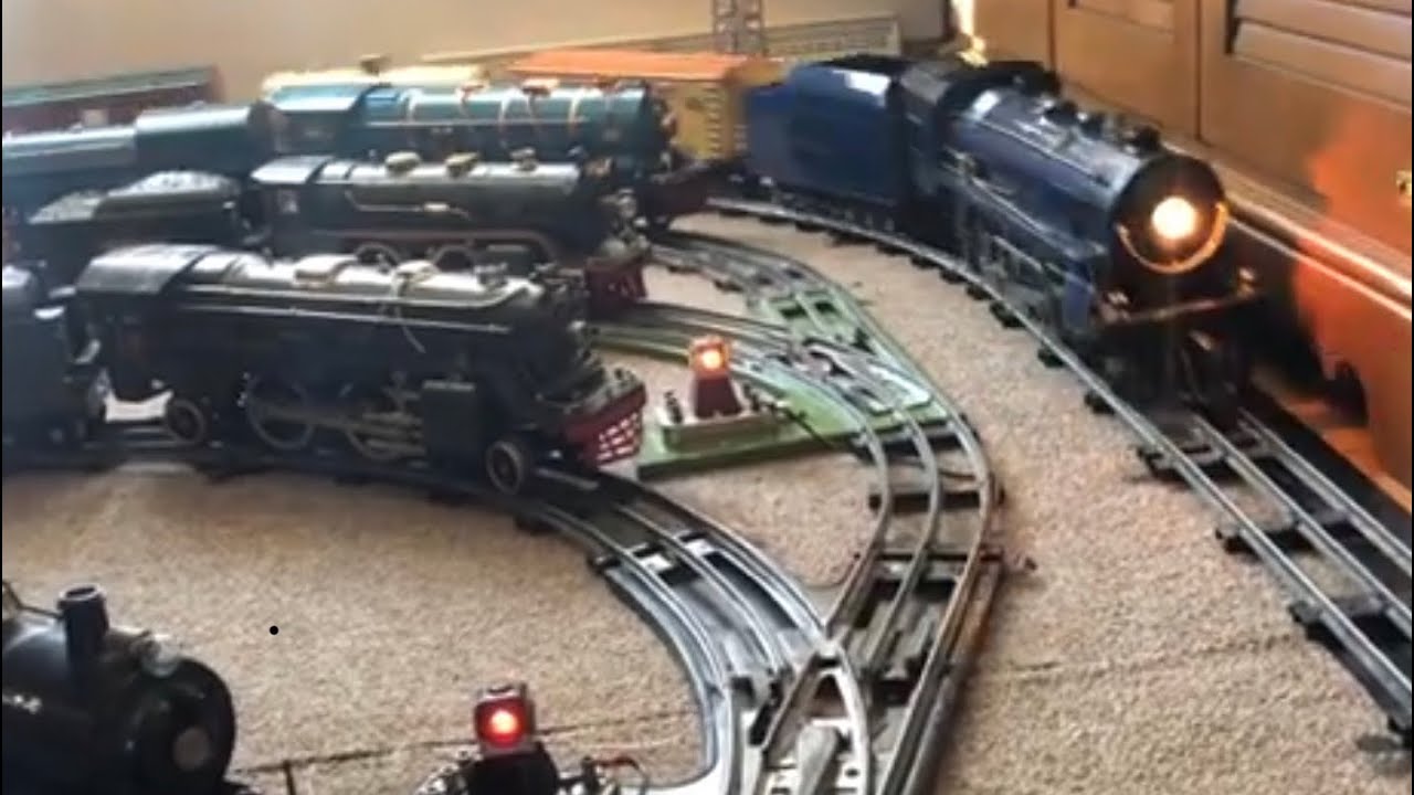 Awesome Original Standard Gauge Tinplate Floor Train Layout w/ Lionel & others, by the Klienschmidts
