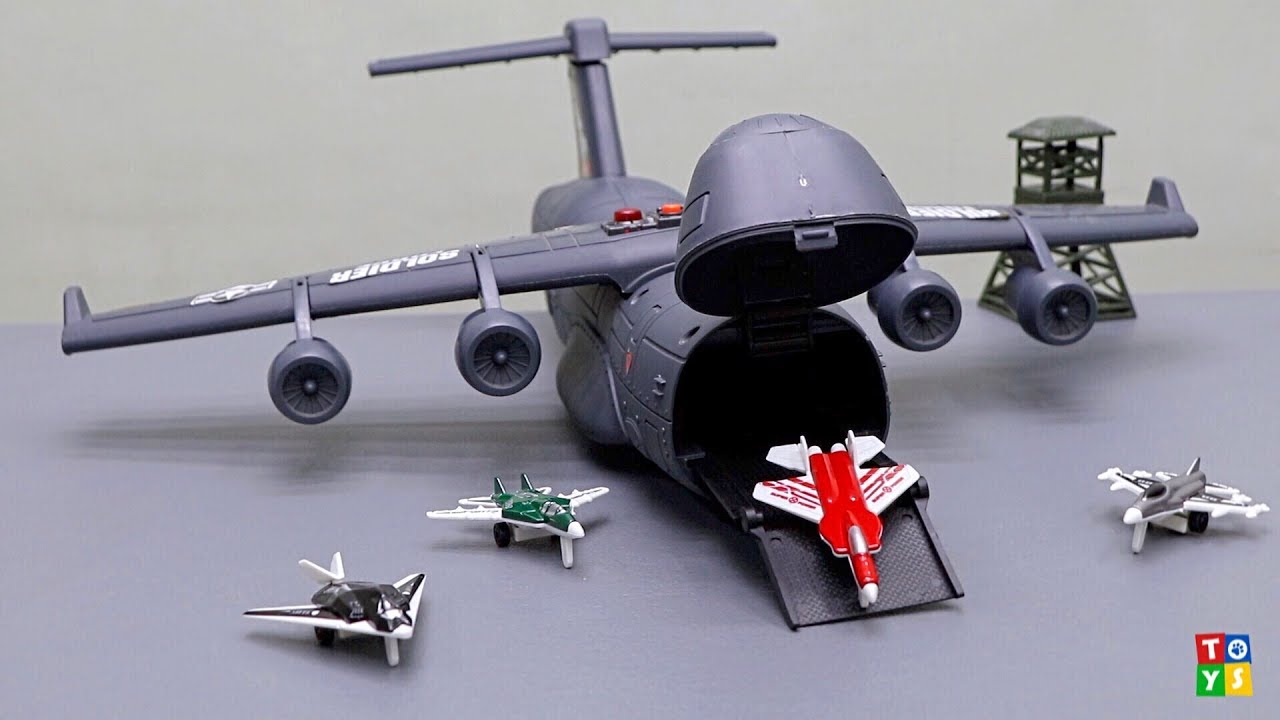 C5 Galaxy Big Plane Transports Jet Fighter Planes | Toy Unboxing and Play