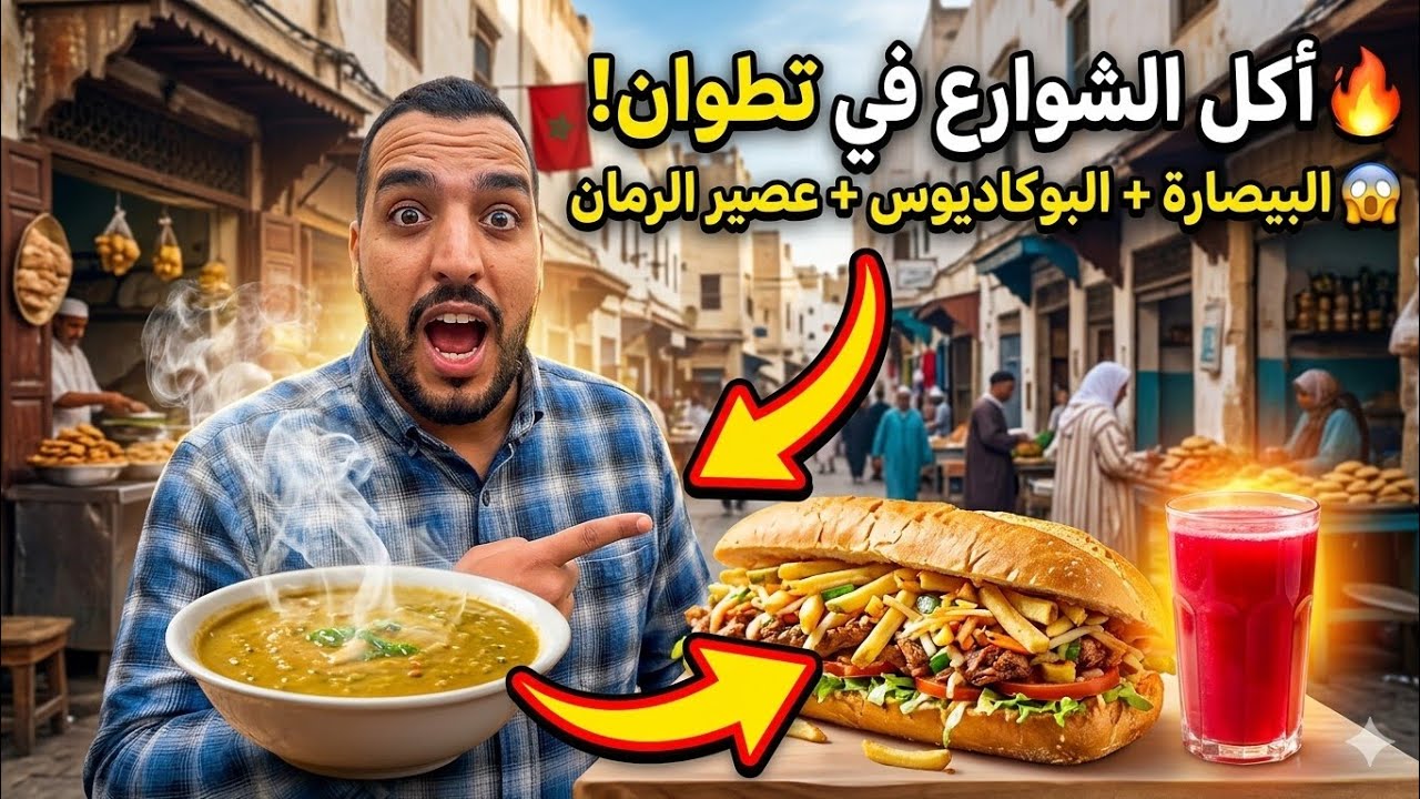 Tetouan Food Tour 🇲🇦  اكل الشوارع مدينة تطوان البيصارة البوكاديوس عصير الرمان