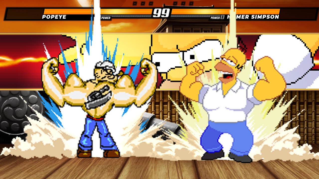POPEYE vs HOMER SIMPSON - HIGH LEVEL INSANE EPIC FIGHT!
