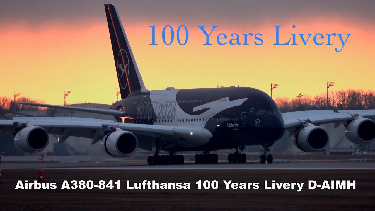 FIRST FLIGHT! D-AIMH Lufthansa 100 Years Airbus A380 arrival at Munich Airport! #a380 #aviation