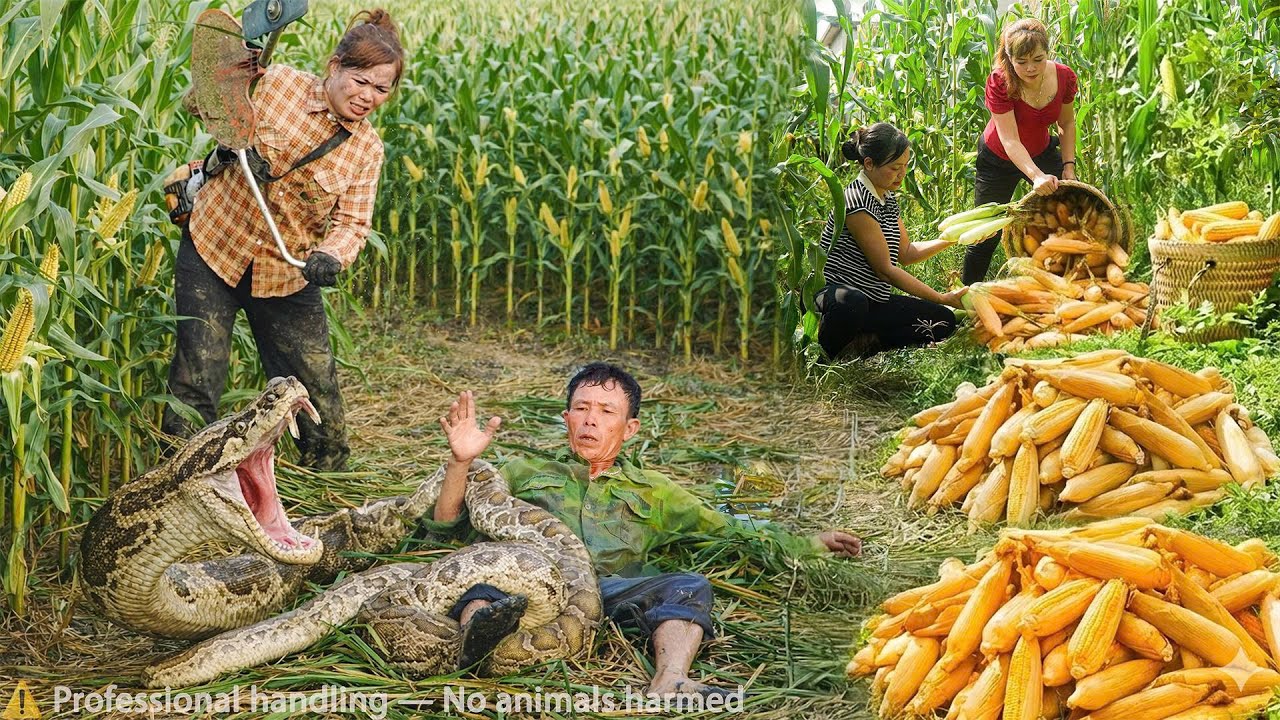 Timelapse 72 Hours : trapped with GIANT PYTHON storm the farm– A giant python creeps up on the Man