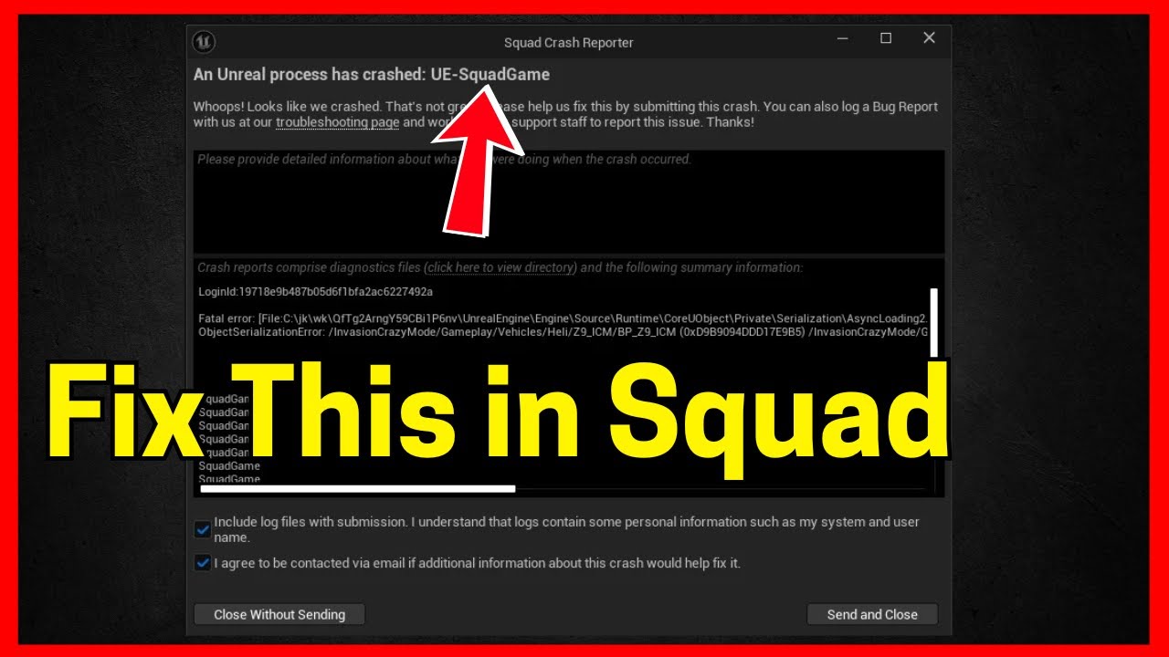 Fix Squad: Произошел сбой процесса Unreal: UE-SquadGame