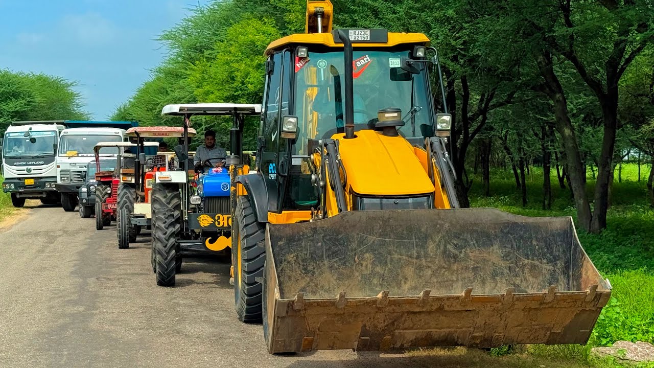 Jcb 3dx loading Mud in TATA Tippers Tractors Swaraj 855 New Holland 3630 Tractor newjcb Thar Truck