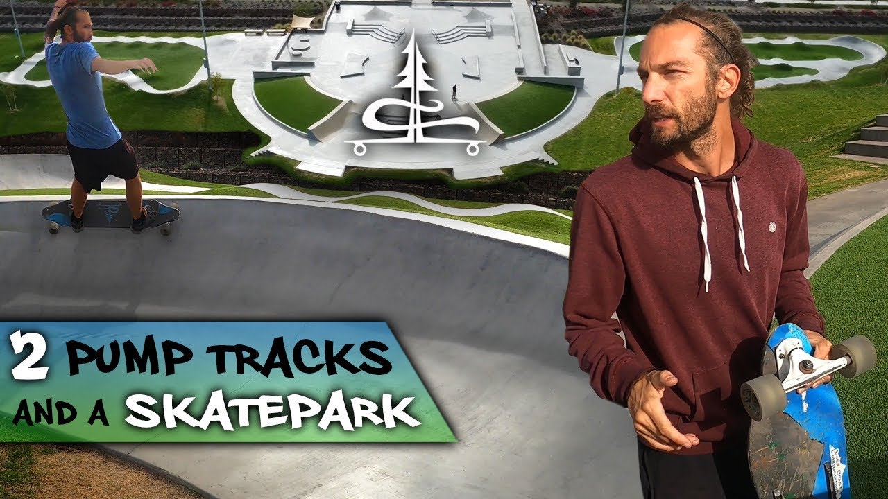 Longboarding in a Skatepark Pump Track- Mesa Arizona - The Deck/Eastmark Skatepark