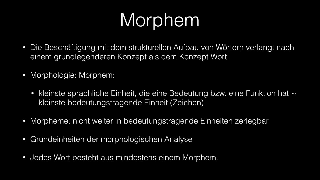 Sprachwissenschaft 7: Morphologie