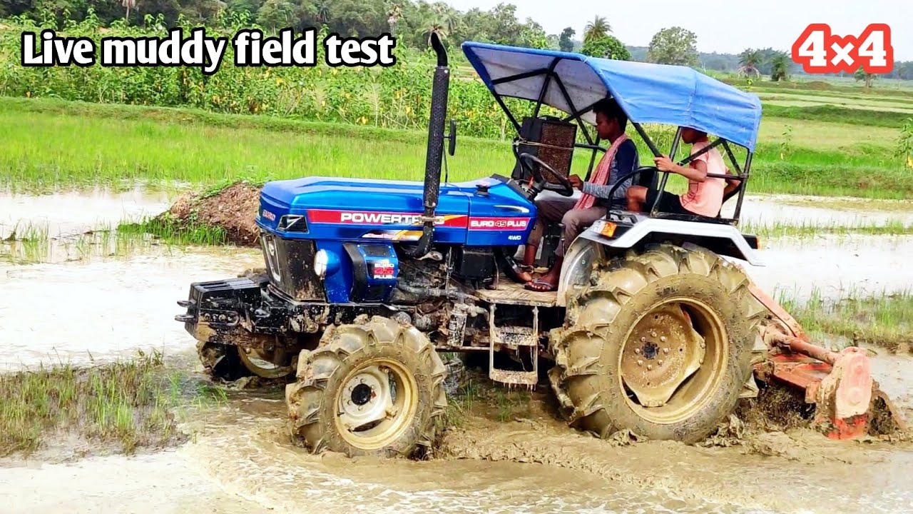 New Powertrac Euro 45 Plus 4wd tractor 2021 | Live muddy field test,lenese pehele ekbar jarur Dekhna