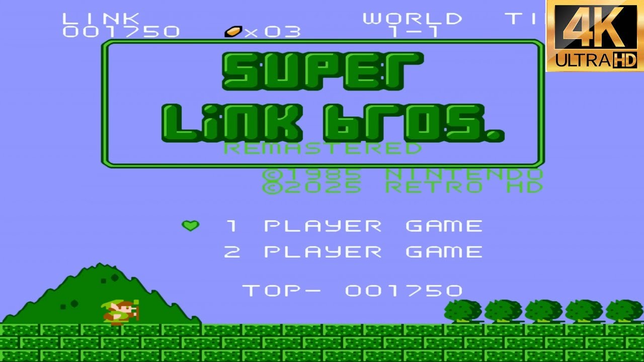 Super Link Bros. Remastered Romhack SMB1 2025 (NES) Videojuegos 4K Walkthrough