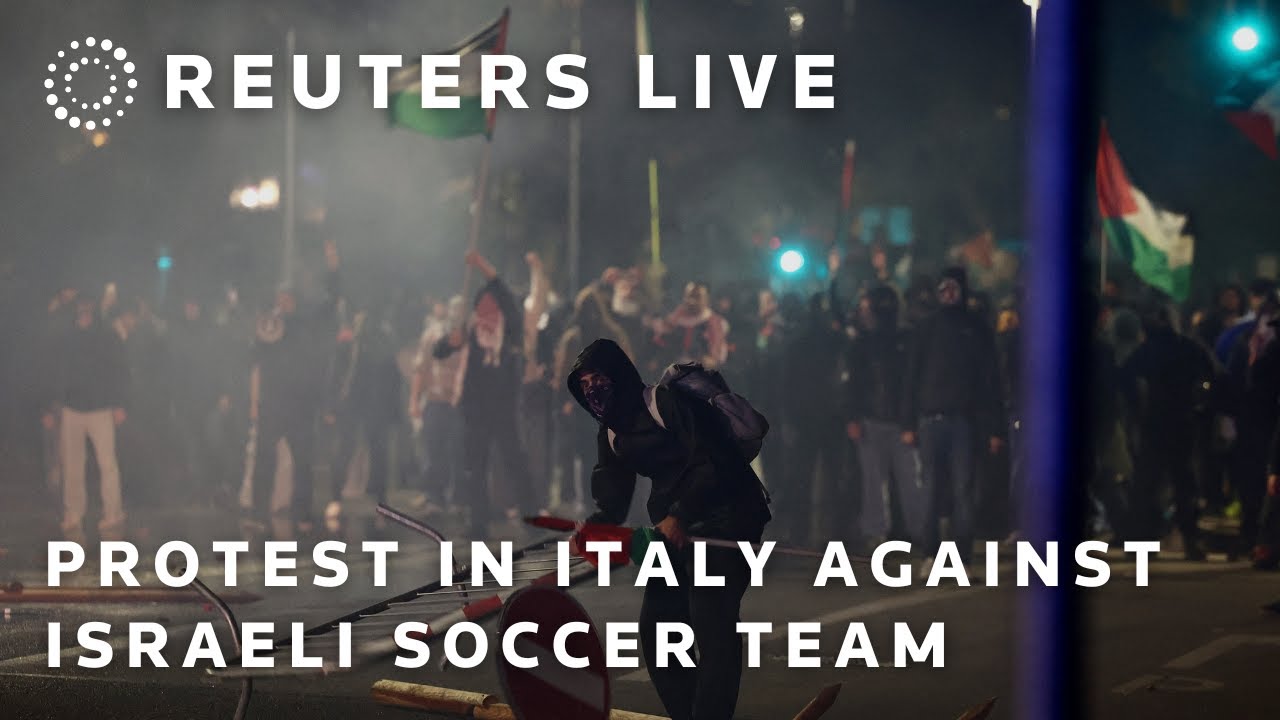 LIVE: Thousands protest against Israeli soccer team in Italy