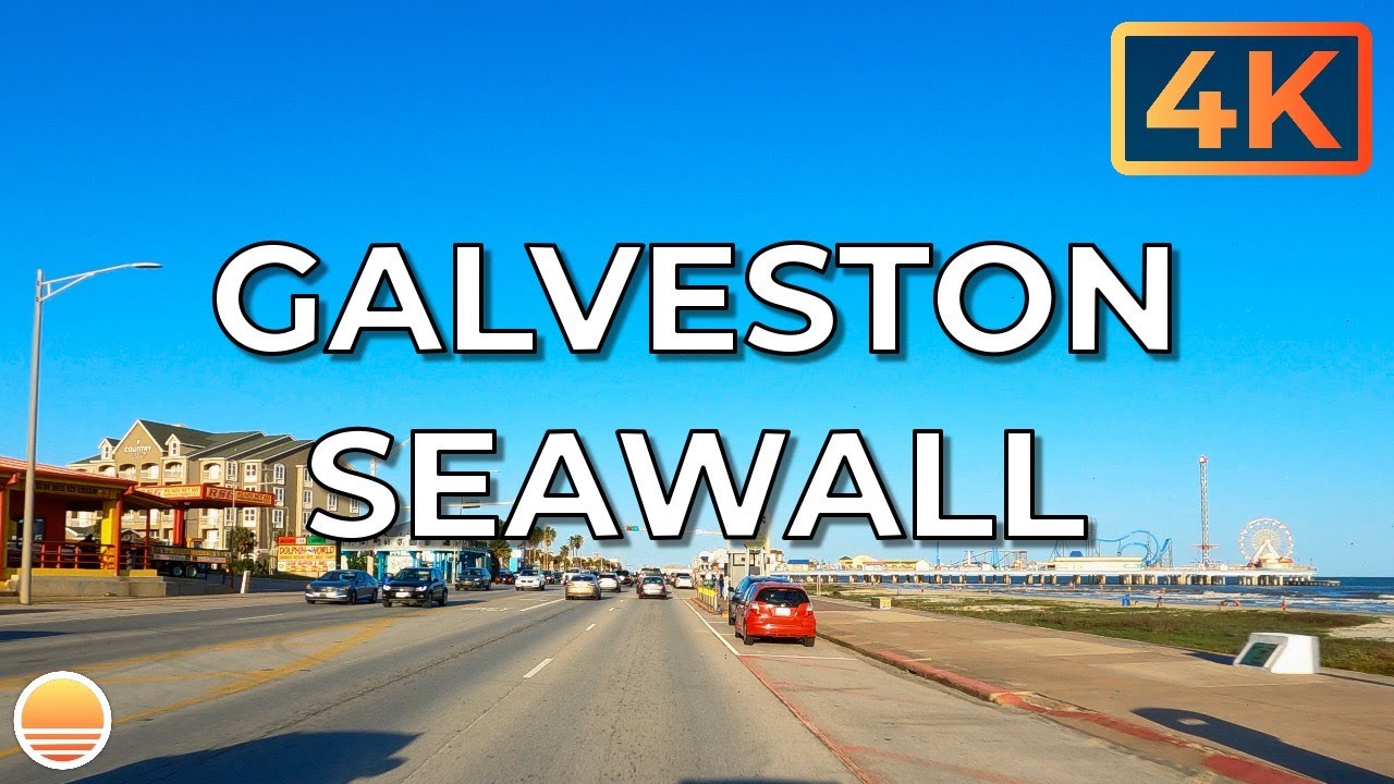 The Galveston Island Seawall in Galveston, Texas, USA, an UltraHD 4K Real Time Driving Tour.