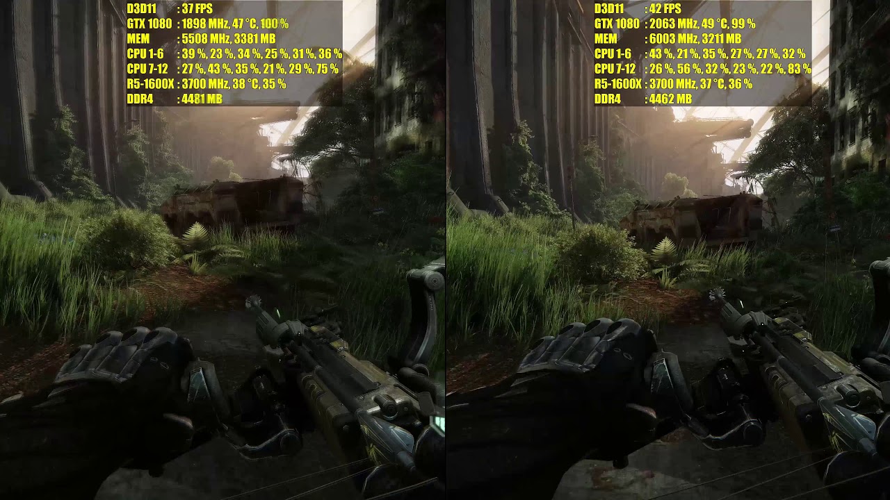 MSI GAMING X GTX 1080 - Test stock vs maximum oc with 100% fan speed: