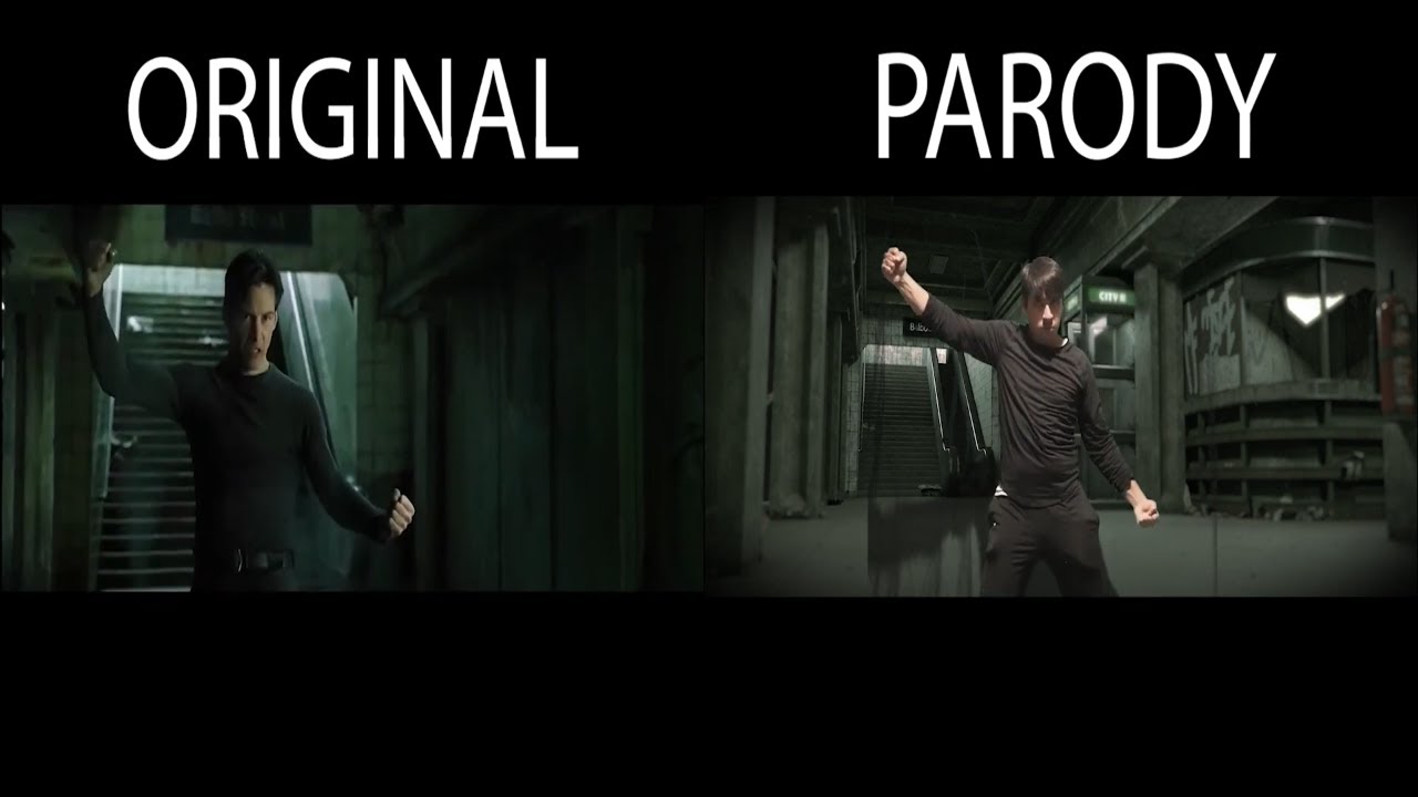 The Matrix  Neo Vs Agent Smith Subway Fight | Original Vs Parody | Side by Side Comparison