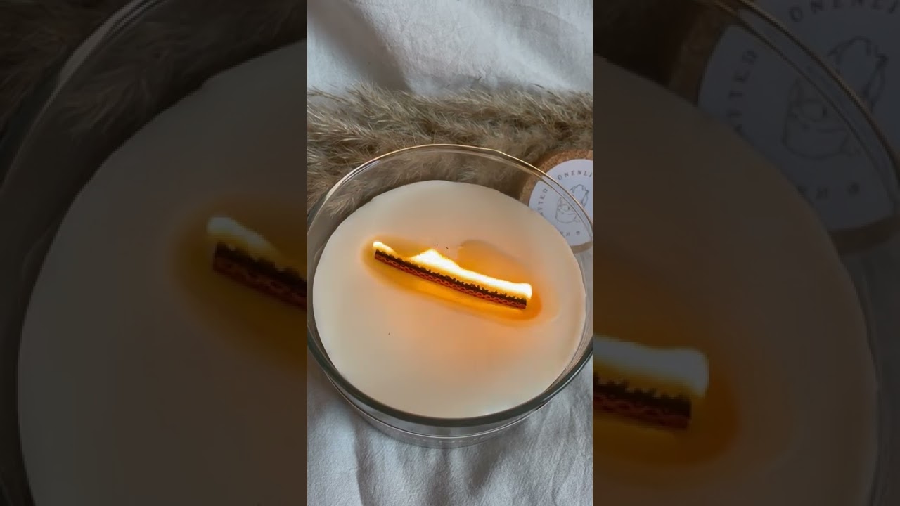 Knisterkerze im Glas mit Kamineffekt Holzdocht