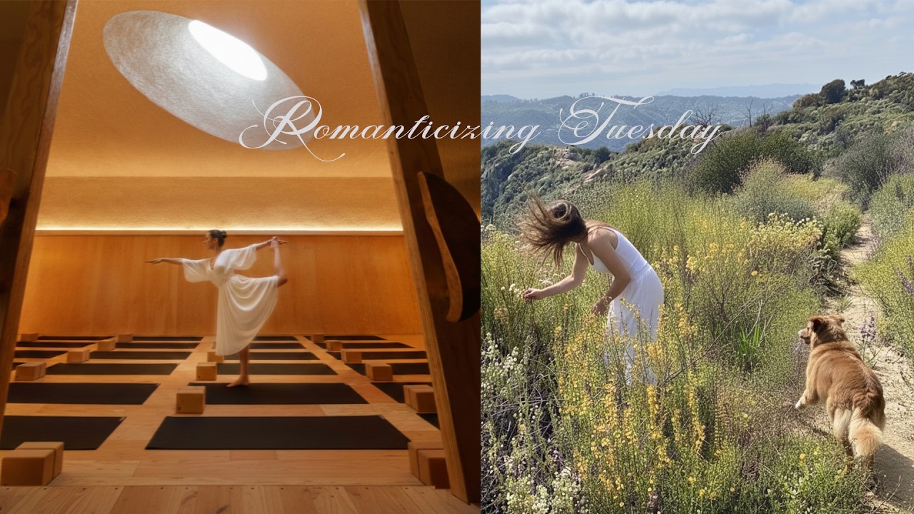 vlog: romanticizing a regular tuesday (countryside, slow self-care, mid-century yoga studio)
