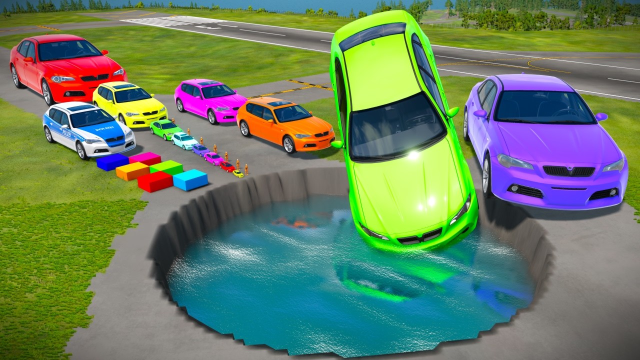 ✅ БОЛЬШИЕ И МАЛЕНЬКИЕ МАШИНЫ против ГИГАНТСКОЙ ЯМЫ #300 ⚡🫯 - BeamNG.drive Ninja BeamNG !