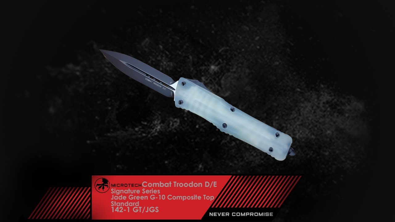 MICROTECH Combat Troodon D/E Signature Series Jade Green G-10 Composite Top Standard 142-1 GTJGS