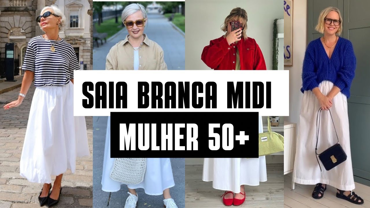 SAIA BRANCA MÍDI MULHER 50+ 