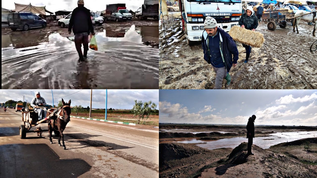 فاض علينا الواد وحبسنا في سوق😱⛈️جينا لسوق لعونات في هد شتاء فاض واد وتحبسنا😮‍💨أجواء بعد شتاء