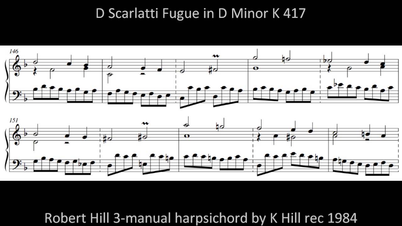 D Scarlatti Fugue in D Minor K 417 Robert Hill 3-manual harpsichord rec 1984