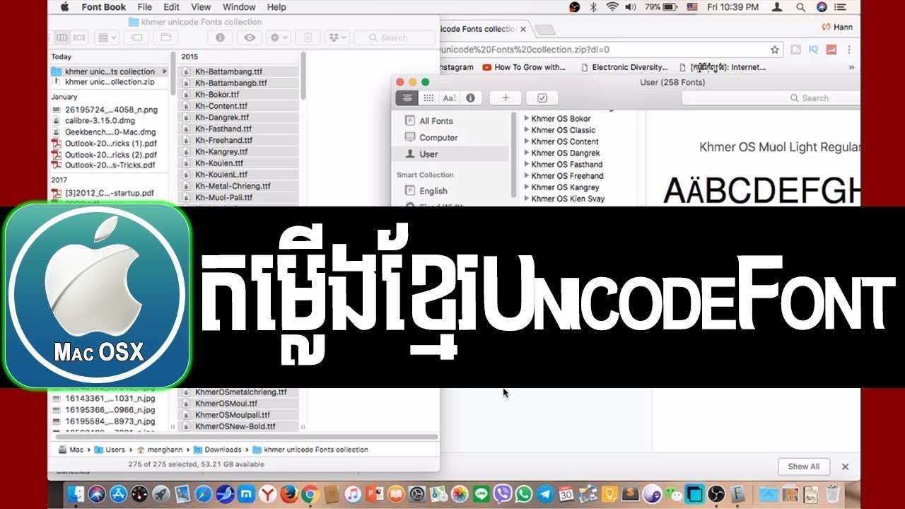 How to install fonts Khmer on Macbook pro?