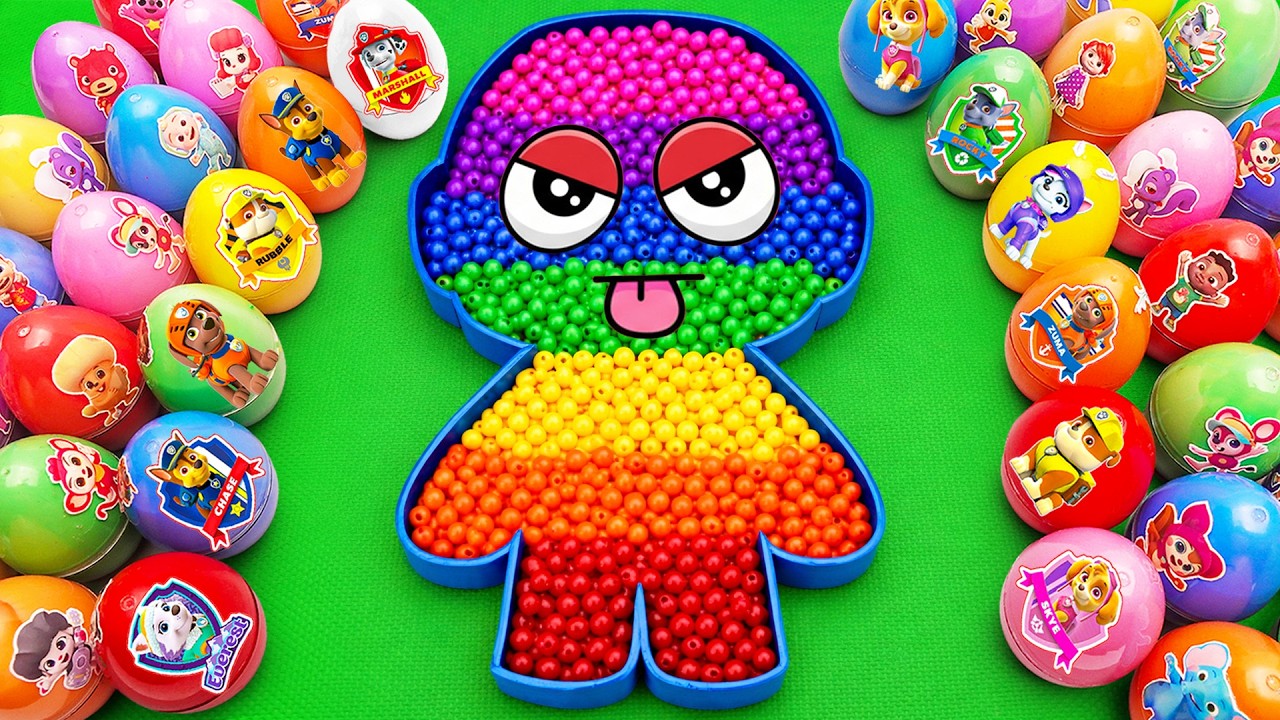 Satisfying ASMR | How to make Rainbow Beads Bathtub by Mixing Paw Patrol Slime CLAY Eggs