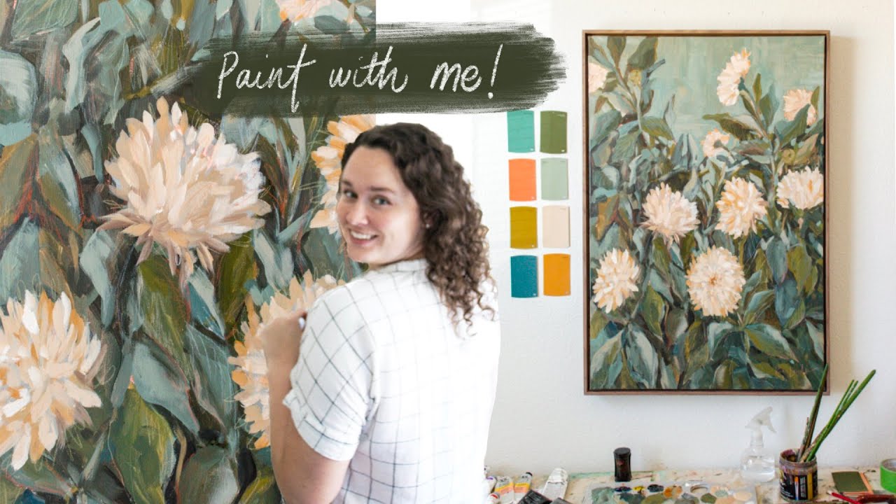 Creating mixed-media floral art ✿ Paint with me