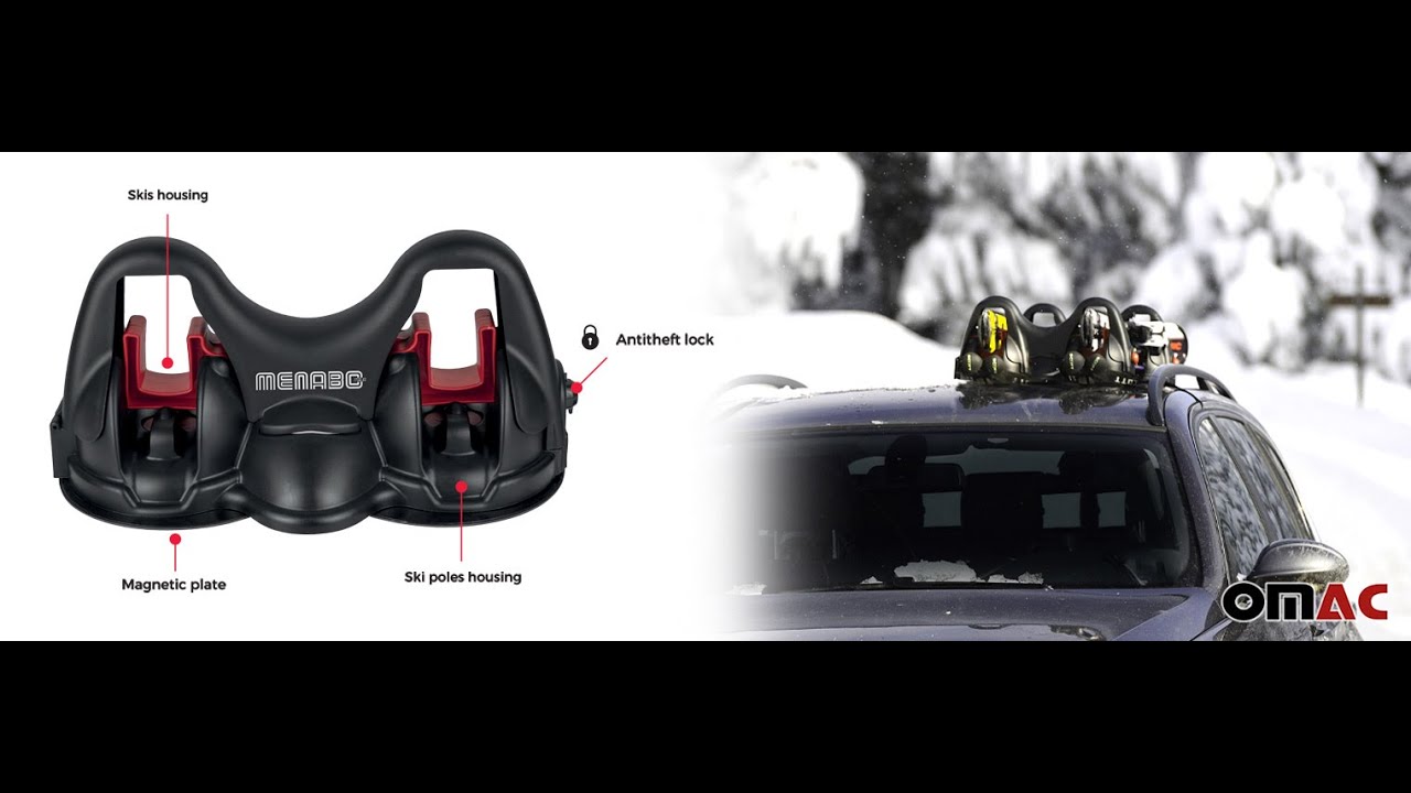 MENABO HIMALAYA 2 Pieces Magnetic Skis Racks Roof Mount Carrier