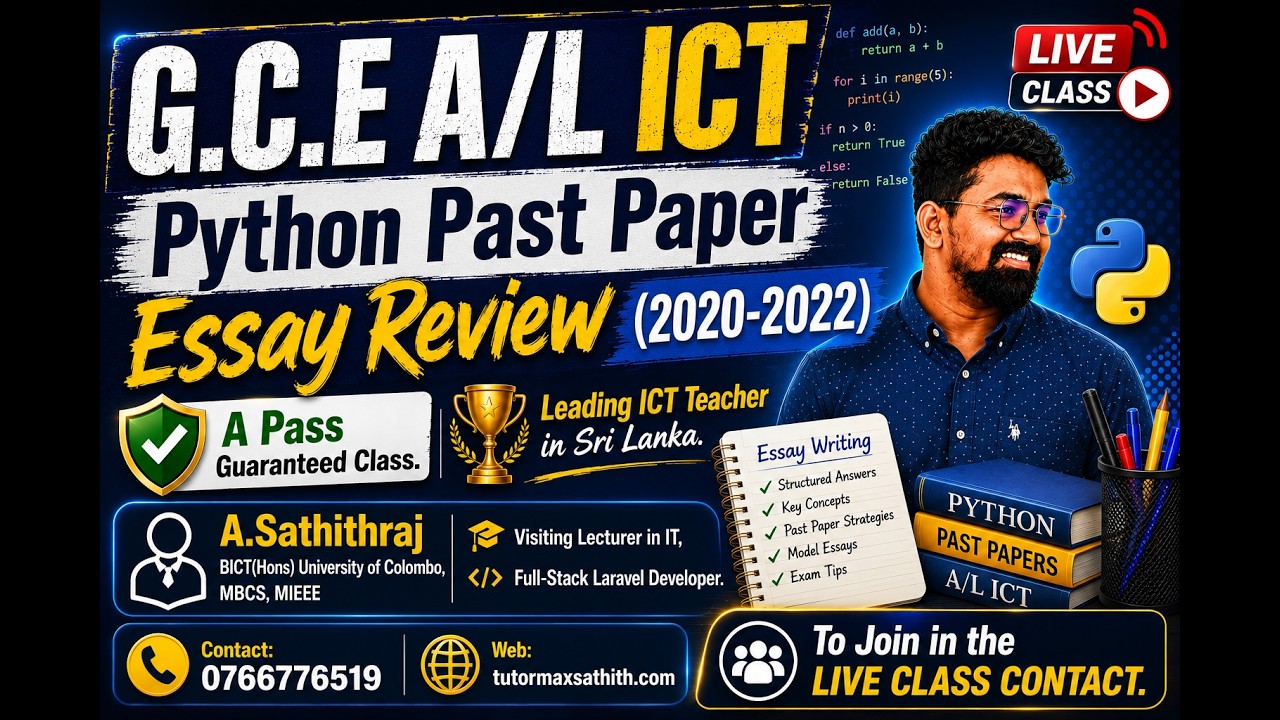 9. Python Past Paper Essay Review 2020&ndash;2022 | A/L ICT Python Essay Revision
