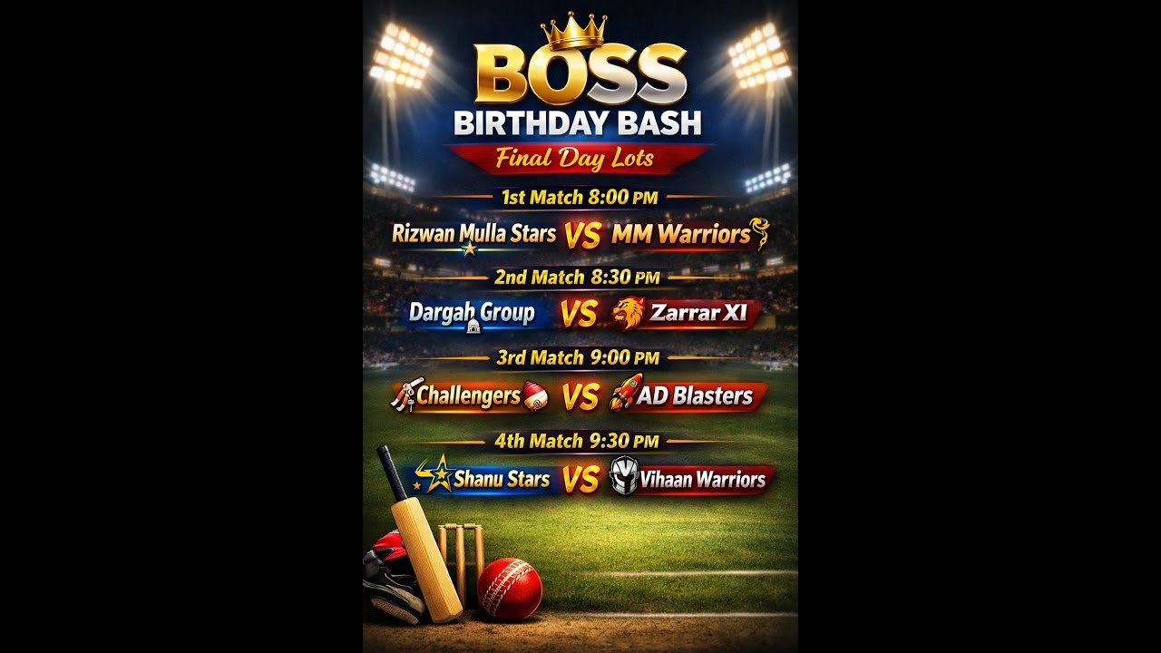 BOSS BIRTHDAY BASH TURF CRICKET TOURNAMENT - 2026 (Day-3)