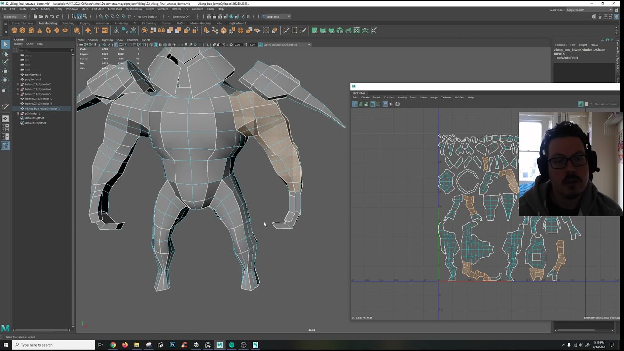 Maya 3D - UV Unwrap Low Poly Game Character