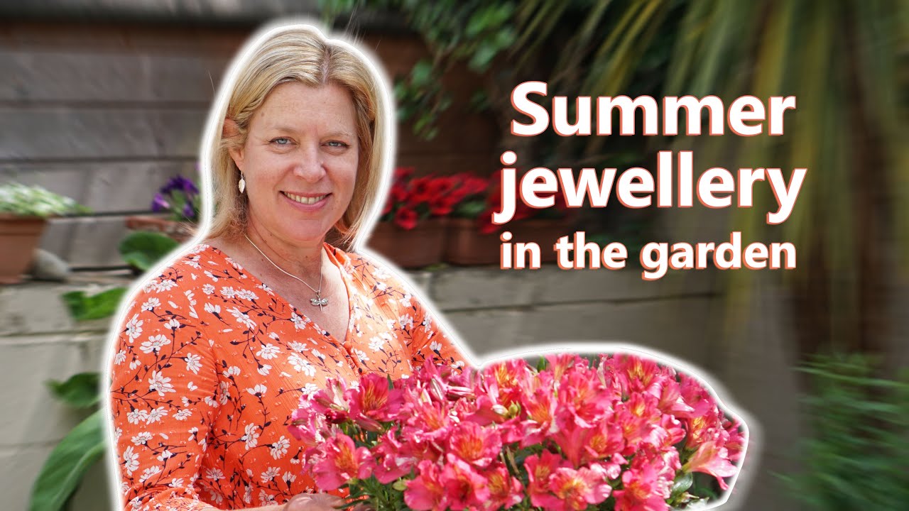 Summer silver jewellery in the garden - mother of pearl jewellery