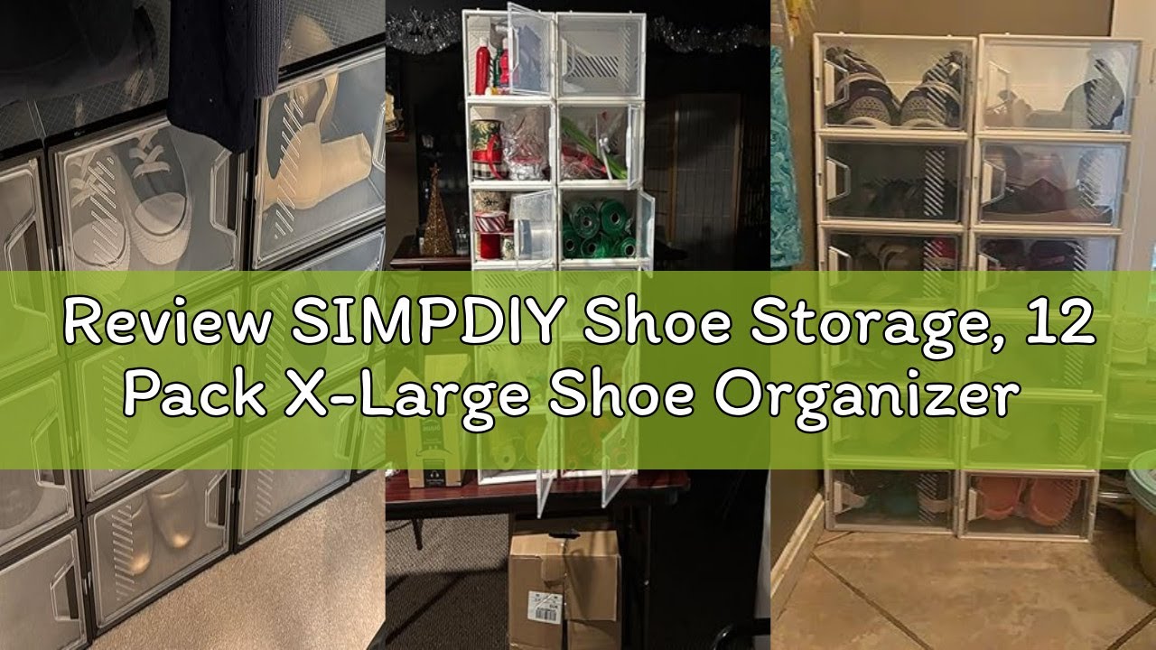 Review SIMPDIY Shoe Storage, 12 Pack X-Large Shoe Organizer for Closet, Shoe Boxes Clear Plastic Sta