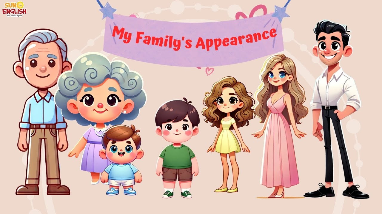 My Family’s Appearance 👨‍👩‍👧‍👦 | Learn English Describing People for Kids 🌟