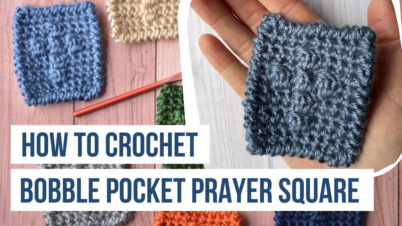 Bobble Pocket Prayer Square   Right handed Crochet Pattern Tutorial