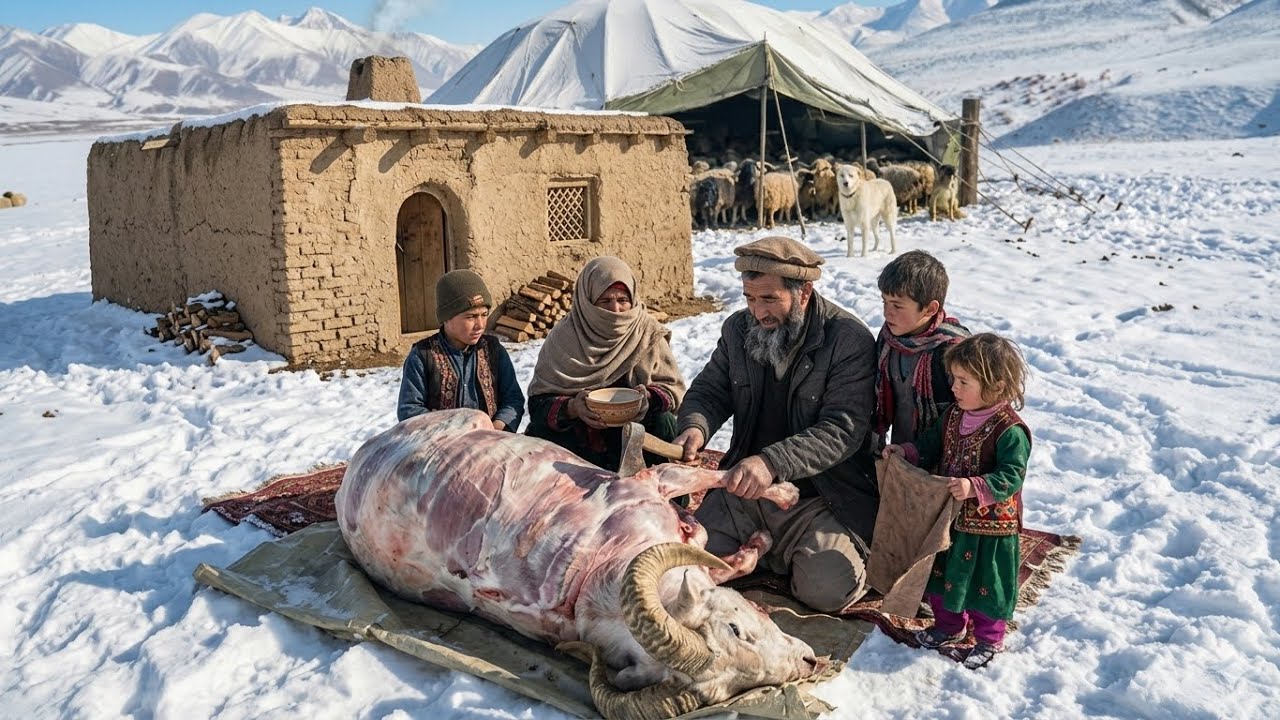 Afghani Family How they make Hot Bread in Snow | Harsh Winter Life in Mountains