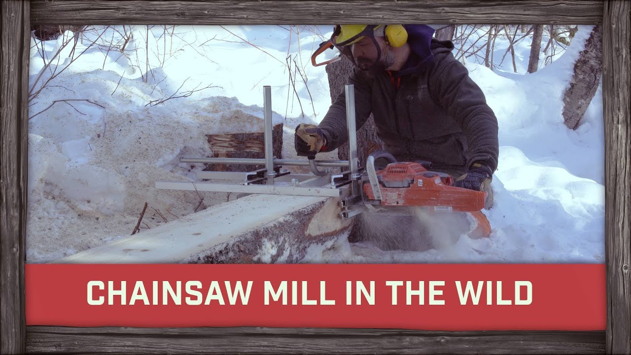 Using Chainsaw Mill in the wild & Winter
