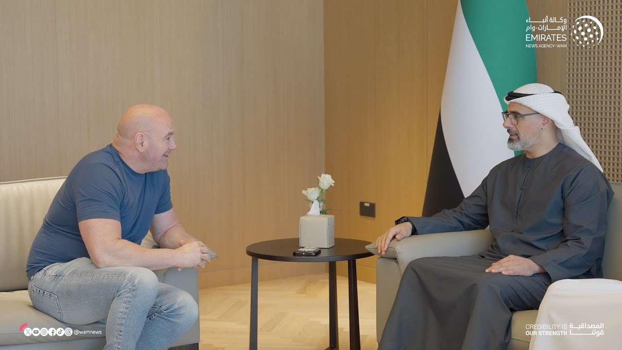 خالد بن محمد بن زايد يستقبل دانا وايت رئيس منظمة الفنون القتالية المختلطة 