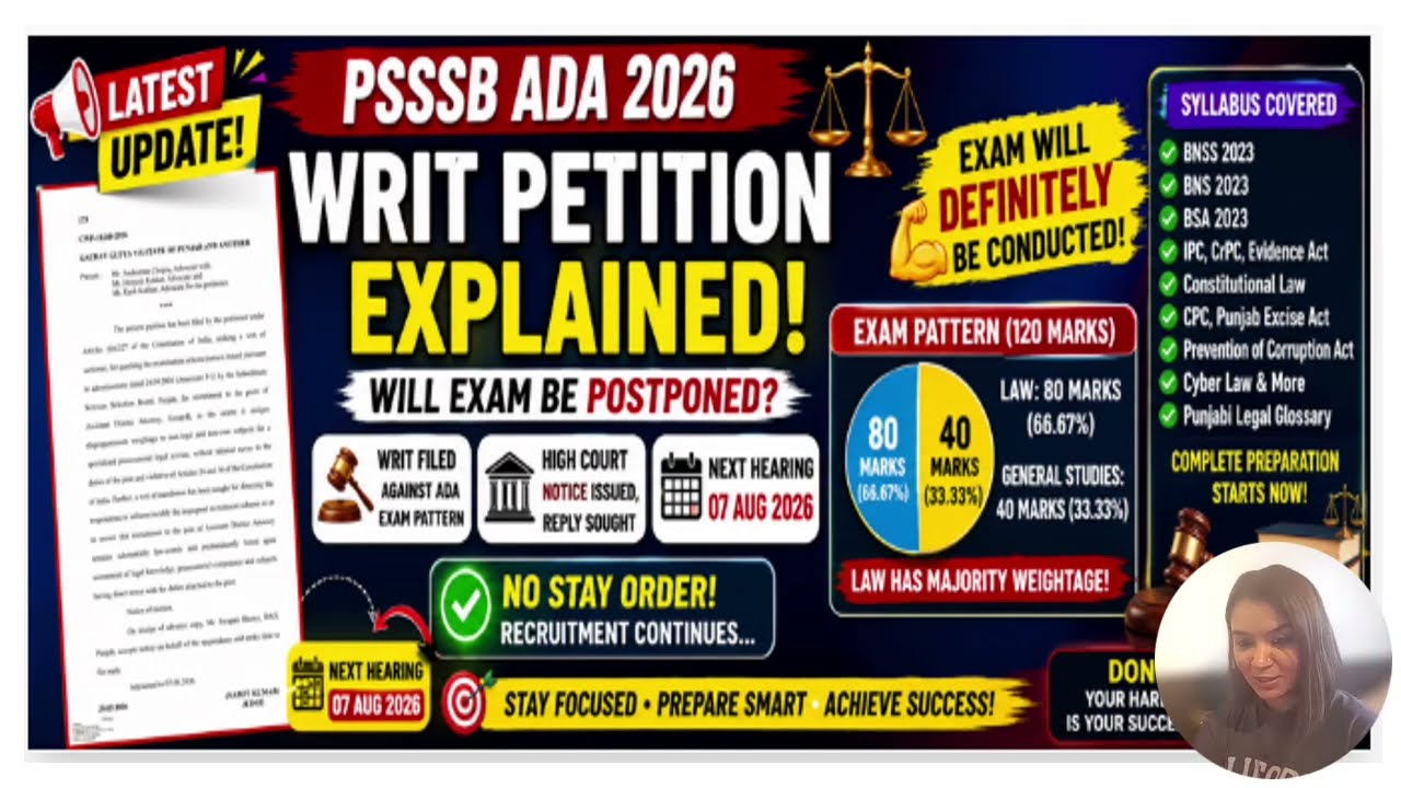PSSSB Punjab ADA 2026-Writ Petition Explained |Exam date 2026|Latest news-Breakdown for Part A and B