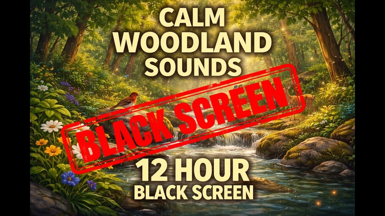 Black Screen Forest Sounds (12 Hours) 🌙 Calm Woodland Ambience for Deep Sleep & Insomnia Relief