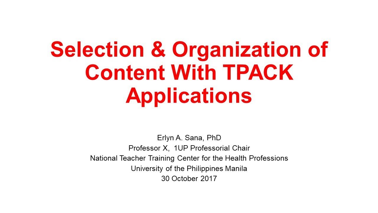 Organizing Content and Instructional Resources with TPACK